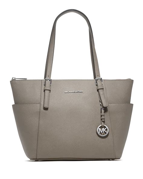 michael kors jet set east west tote grey|Michael Kors saffiano tote bag.